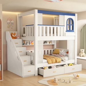 Letto <span class=keywords><strong>a</strong></span> Castello Doppio in Legno Massello <span class=keywords><strong>a</strong></span> Due Piani <span class=keywords><strong>per</strong></span> Bambini, Comodo e Resistente, Ideale <span class=keywords><strong>per</strong></span> Camere da Letto, Scuole, Hotel e Appartamenti - Product Image 5