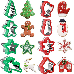 Christmas Cookie Cutter Set 8-<strong>Piece</strong> Stainless Steel Holiday Molds Comfort Grip Party Supplies/Favors Including Glove <strong>Gingerbread</strong> - Product Image 1