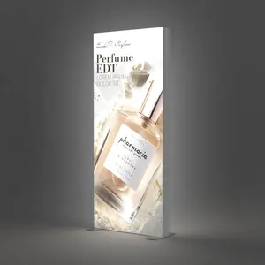 Lintel iklan parfum kotak lampu Led menampilkan Mobile rak pameran Led tegangan kain Poster tampilan kotak lampu Led