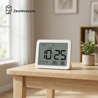Jam Meja Pintar ZenMeasure untuk Kantor Rumah Modern dengan Konektivitas Bluetooth dan Higrometer Digital Pengukur Data Iklim