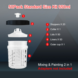 Vaso <span class=keywords><strong>para</strong></span> Pistola de Pintura Hanspray Blanco de PP de Grado Industrial de 650 ml con Mezclador y Almacenamiento de Pintura <span class=keywords><strong>para</strong></span> Recubrimiento de Carrocería - Product Image 2