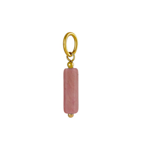 Encantos de barra de piedra cilíndrica | Lazo de acero inoxidable chapado en oro PVD de 18 quilates con colgantes de piedras preciosas naturales para la fabricación de joyas DIY - Product Image 3