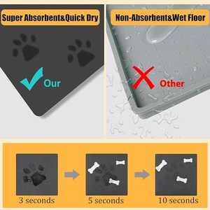 Tapete Absorbente de Secado Rápido para Comida y <span class=keywords><strong>Agua</strong></span> de Mascotas con Patrón de Huellas, Resistente a las Manchas, para Perros y Gatos que Beben de Forma Desordenada - Product Image 5