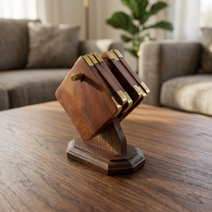 Accesorios Decorativos de Mesa: Soporte para Posavasos Bohemio Ecológico de Acacia Real, Centro de Mesa de 10mm de Grosor para Café/Té - Product Image 1