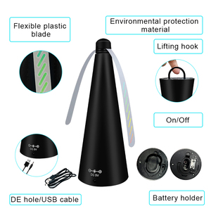 Ventilateur anti-mouches portable suspendu, rechargeable par USB ou fonctionnant sur piles, répulsif anti-insectes pour plafond, pour camping, patio, extérieur - Product Image 2