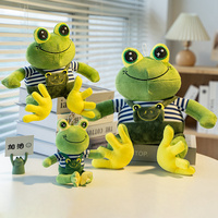 Boneka Katak Hijau Kawaii, Mainan Katak Plush Lembut dengan Ransel Katak Mini, Bantal Dekorasi Lucu, Hadiah untuk Anak-Anak