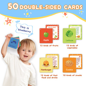 Trẻ em học tập Flashcard Montessori tùy chỉnh Túi thẻ đồ chơi 50 miếng trái cây rau thực phẩm nhận thức THẺ FLASH - Product Image 2