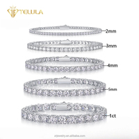 Ensemble de bijoux Telula pour femme en argent sterling et moissanite, collier, boucles d'oreilles, bracelet, coupe ronde brillante, design romantique