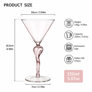 Élégant Verre à Martini en Forme de Silhouette Féminine 5oz, Transparent Rose, pour Whisky, Cocktails, Jus, Café – Idéal pour Bar, Mariage, Fête, Cadeau - Product Image 5