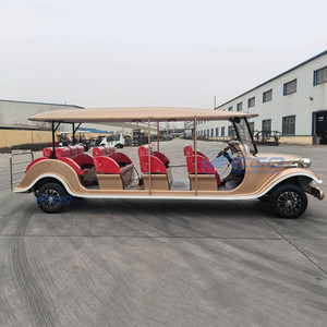 Voiture de tourisme électrique vintage dorée 14 places, garantie 1 an, sièges rouges confortables pour navette de groupe panoramique - Product Image 4