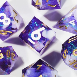 Mini Planet Custom D20 D6 Juego de dados de resina poliédrica 7 piezas Bordes afilados de colores hechos a mano para juegos de mesa DND RPG D & D Dados de resina - Product Image 6