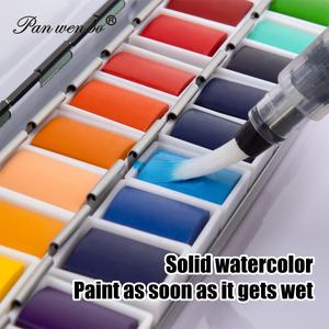 Panwenbo 12/24/36/48 artista colore solido pittura ad acquerello vernice tinta unita in tinta unita Set di vernice ad acquerello con scatola di ferro pennarello acqua - Product Image 4