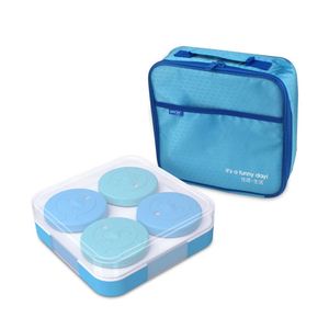 <b>Lunch</b> <b>Box</b> for Adults With Tableware Bag 4 <b>Compartment</b> Divided <b>Lunch</b> Containers With Lids Leakproof BPA Free Dishwasher Safe Blue - Product Image 1