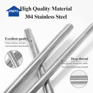 <span class=keywords><strong>Tige</strong></span> <span class=keywords><strong>filetée</strong></span> personnalisée en acier inoxydable 304 de FASTO, finition lisse, pour la construction, M3 M4 M5 M6 <span class=keywords><strong>M8</strong></span> M10 M16-M42 - Product Image 2