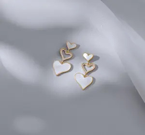 Fasion Women's jewelry 925 Silver Silver Plated Heart Acrylic Drop Earrings Valentine Gift