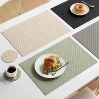 Set de table rectangulaire japonais imperméable et résistant à la chaleur en PU tressé, idéal pour restaurant, anti-taches d'huile