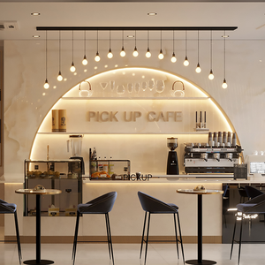 Tùy chỉnh hiện đại Cafe Đá Cẩm Thạch bảng quầy bar đồ nội thất trang trí nội thất quán cà phê 3D Lay out thiết kế - Product Image 2