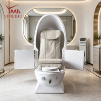 Fauteuil de pédicure spa en forme d'œuf, design luxueux entièrement fermé avec bassin pour les pieds intégré, équipement de salon de manucure