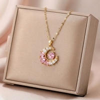 LUOYUNE Pendentifs Médaillons Fantaisie Tendance en Laiton Sans Nickel, Motif Soleil Lune Étoile, avec Zircon Cubique Éclatant, pour Achats en Gros sur le Site Shopify