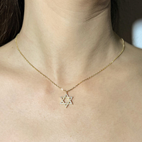 Étoile de David juive 925 argent Sterling pavé zircon cubique Six étoiles en forme de pendentif collier femmes bijoux cadeau