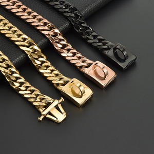17mm breite <span class=keywords><strong>12</strong></span> bis 30 Zoll sichere Schnalle 18K kubanische Glieder kette Hunde halsband - Product Image 6
