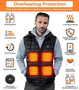 Veste chauffante <span class=keywords><strong>rétractable</strong></span> pour homme, gilet léger avec capuche chauffante électrique, vêtements poids 14400mAh, batterie incluse - Product Image 2