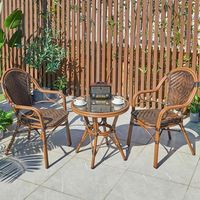 Chaises de salle à manger en rotin PE de style bistrot français pour l'extérieur, idéales pour les hôtels, les gymnases et les entrepôts