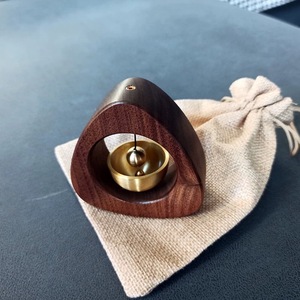 Original Black Walnut Calming Bell Triangle Shape Desk Ornament Minimalist Design Meditation Gift - Product Image 2