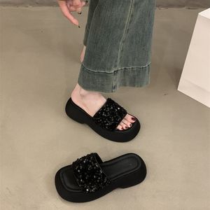 Sandalias de cuña negras con tacón grueso y plataforma, estilo nuevo de verano 2026, de moda para mujer - Product Image 2