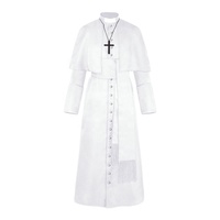 Costume de prêtre catholique pour homme, robe de clergé bordeaux avec collier croix pour Halloween