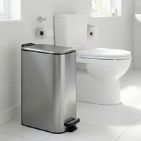 Poubelle à pédale fine en acier inoxydable 5L 8L avec ouverture à 90° °   Poubelle en métal avec couvercle à ouverture permanente, plusieurs tailles pour espaces étroits