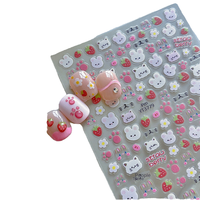 Autocollant pour ongles YITU 3D, motif chaton mignon, figurine d'abeille, lapin, fraise, décoration adhésive en plastique pour ongles - YT3779