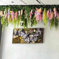 Décoration murale suspendue en lierre artificiel d'intérieur/extérieur, PVC, longue lierre, fougère, rose, glycine, fleurs suspendues pour plafond