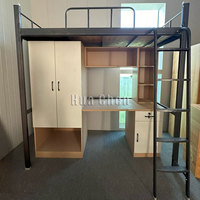 Lit superposé moderne en métal personnalisable avec bureau et casier, structure KD en acier pour dortoir scolaire