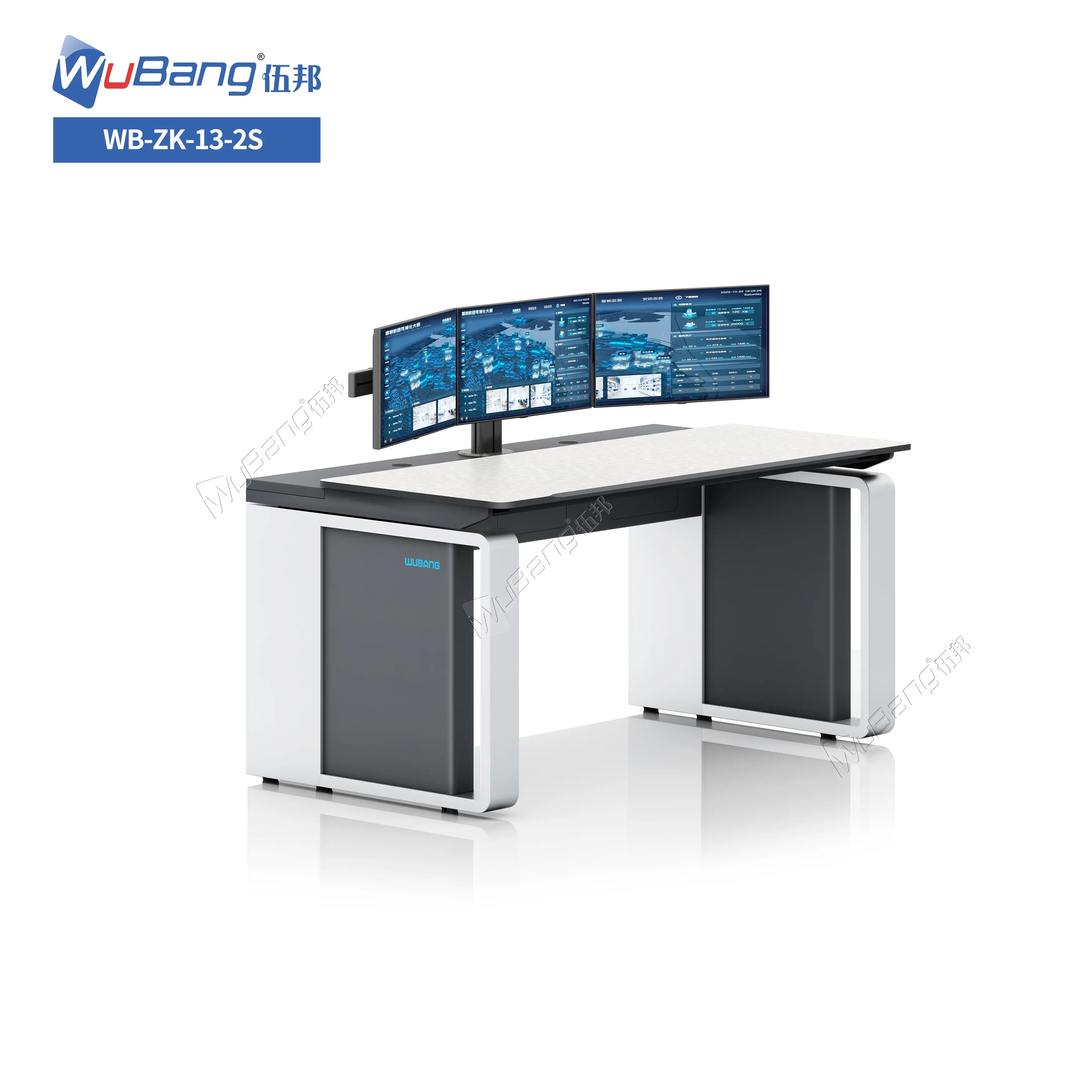 Smart Tech 3 Monitor Sit Stand Consola Centro de comando Sala de control Consola de operación de seguridad