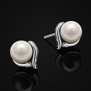 Orecchini a perno semplici effetto perla da donna, eleganti per l'uso quotidiano, gioielli alla moda per le orecchie - Product Image 5