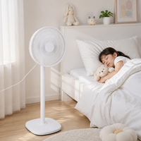 Ventilateur sur pied minimaliste 14 pouces 150W, tout blanc, silencieux, faible niveau sonore, pour chambre à coucher, chambre d'enfant