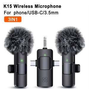 K15 3 in 1 Smart senza fili Lavalier microfono per telefoni cellulari fotocamera altoparlante Tablet <span class=keywords><strong>PC</strong></span> yutb Tiok - Product Image 4