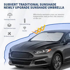 New Trending UV Protection Folding Windshield Sun Shade Car Cover Front Gear Car Sunshade Umbrella With Window Breaker