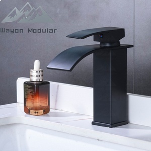 Grifo de Lavabo Estilo <span class=keywords><strong>Cascada</strong></span> Wayon, Corto, Negro Mate, Moderno, para Encimera de Baño - Product Image 4