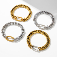 Bracelet chaîne cubaine étanche YF5073, bijoux inaltérables, polissage miroir, plaqué or 18 carats, acier inoxydable bicolore