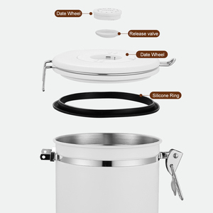 Contenitore Ermetico per Caffè in Acciaio Inox con Valvola Unidirezionale, Indicatore Data e Dosatore per Chicchi, Tè, Zucchero, Farina - Product Image 2