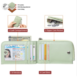Large Capacity Multi-Card Slot Ladies Wallet with Key Ring New Zipper Card Holder and Embossed Design Coin <b>Purse</b> - Product Image 5