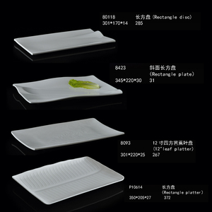 Vaisselle écologique de grande taille Style occidental Assiettes rectangulaires blanches résistantes à la mélamine Tablettes en plastique - Product Image 4