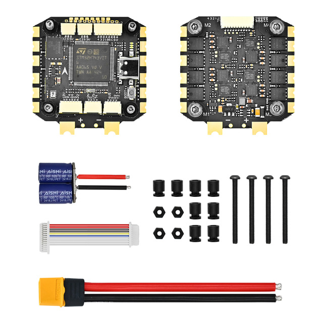 Captainrc H743 Flight Controller STM32H743 ICM42688P 3-8S Betaflight OSD 16MB Blackbox 30.5x30.5mm FPV Aluminium Alloy Private