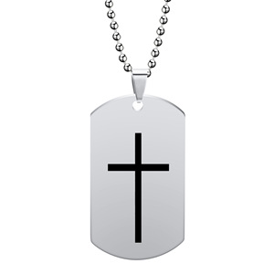 Stainless Steel Military Tag <b>Cross</b> Pendant 28mm For Women Necklace Gift - Product Image 2