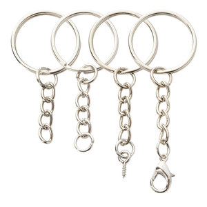 PD488-492 Promotional DIY Keychain Parts 25mm <strong>Ring</strong> With <strong>Link</strong> Chain Metal Keychain - Product Image 1
