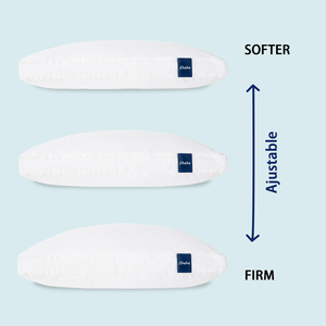 Oreiller hybride de luxe de haute qualité, réglable, double couche, alternative au duvet, mousse à mémoire de forme déchiquetée, blanc, pour les dormeurs sur le côté/le dos - Product Image 3