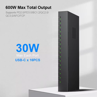Estación de Conexión USB C de 600W y 16 Puertos Sipolar C-165PD, Divisor USB-C con Carga Rápida PD30W para Teléfonos Inteligentes y Portátiles
