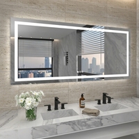 Miroir mural LED rectangulaire avec cadre métallique, miroir de salle de bain, miroir de maquillage, design moderne pour hôtel, maison, miroir mural LED